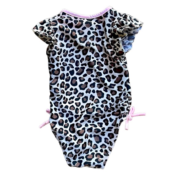 CAT & JACK | Leopard Print Zip-Front Flutter-Sleeve One-Piece Swimsuit | 18M - Picture 4 of 7